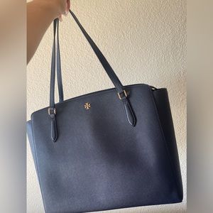 Tory Burch Navy Blue Tote + Wallet